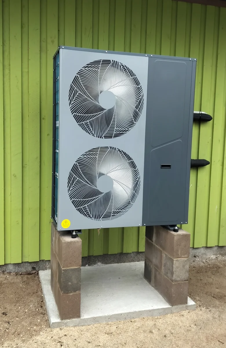 Soojuspumba siseüksus ja juhtpaneel tehnilises ruumis
